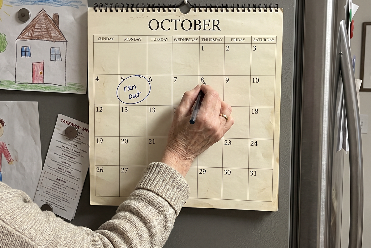 One date circled, three weeks of blank squares after it.