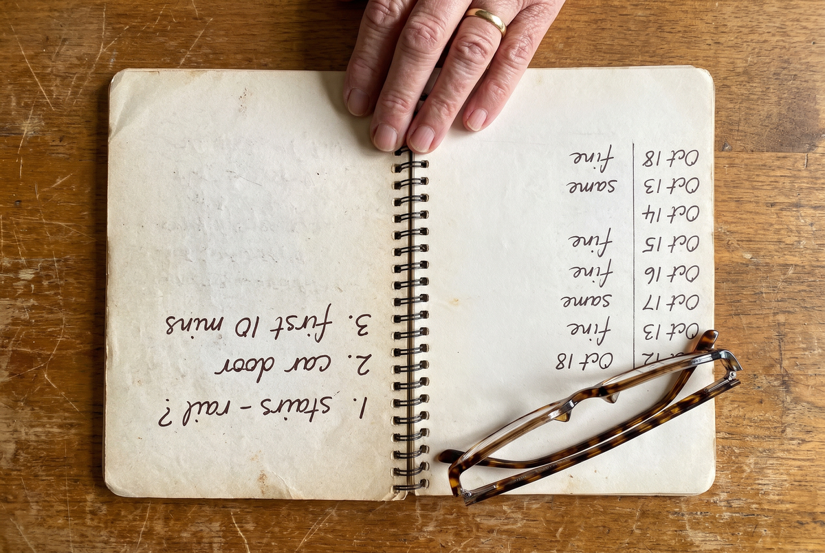 The inside cover: three numbered lines and a column of dates.
